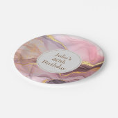 Rose Gold Glitzer Rosa Geburtstag Pappteller (Schrägansicht)