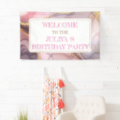 Rose Gold Glitzer Rosa Geburtstagsempfang Banner (Insitu)