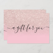 Rose Gold Glitzer Rosa Geschenkgutschein (Vorne/Hinten)