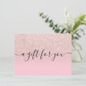 Rose Gold Glitzer Rosa Geschenkgutschein (Stehend Vorderseite)