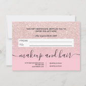 Rose Gold Glitzer Rosa Geschenkgutschein (Rückseite)