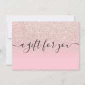 Rose Gold Glitzer Rosa Geschenkgutschein (Vorderseite)