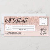 Rose Gold Glitzer Rosa Geschenkgutschein (Vorderseite)