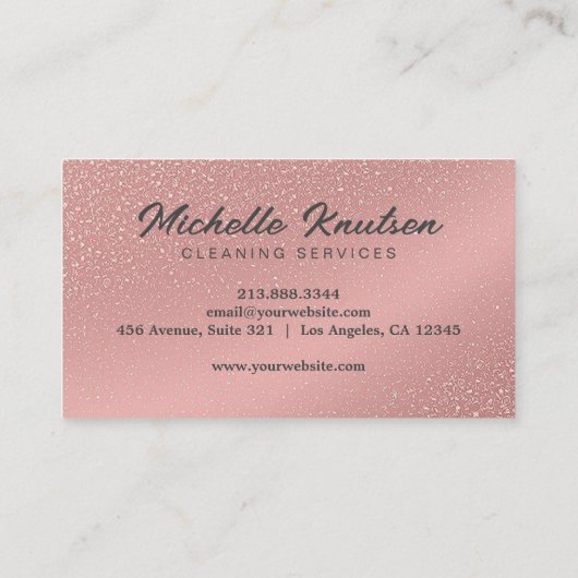 Rose Gold Glitzer Rosa Hausreinigung Service Visitenkarte (Rückseite)