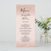 Rose Gold Glitzer Rosa Hochzeitsmenü Menükarte (Stehend Vorderseite)