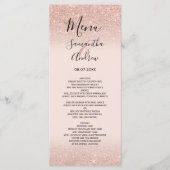 Rose Gold Glitzer Rosa Hochzeitsmenü Menükarte (Vorderseite)