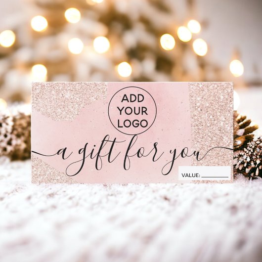 Rose Gold Glitzer Rosa Logo Geschenkgutschein