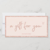 Rose Gold Glitzer Rosa Logo Geschenkgutschein (Vorderseite)