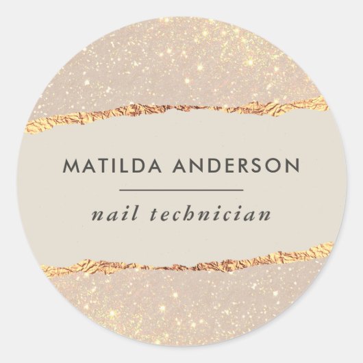 Rose Gold Glitzer rosa mädchenhaft elegant modern Runder Aufkleber (Vorderseite)