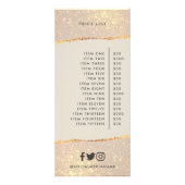 Rose Gold Glitzer Rosa mädchenhafte Preisliste Werbekarte (Hinten)