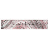 Rose Gold Glitzer Rosa Marmor Funkelnd Stilvoll Namensplakette (Vorderseite)