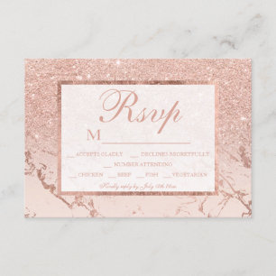 Rose Gold Glitzer Rosa Marmor ombre UAWG Hochzeit RSVP Karte