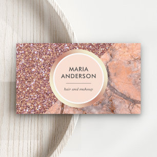 Rose Gold Glitzer Rosa Marmorsalon Makeup Künstler Visitenkarte