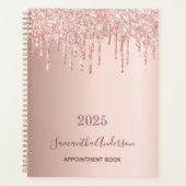 Rose Gold Glitzer Rosa Monogramm 2023 Planer (Vorderseite)