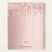 Rose Gold Glitzer Rosa Monogramm 2023 Planer (Rückseite)
