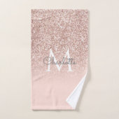 Rose Gold Glitzer Rosa Monogramm Badhandtuch Set (Handtuch)