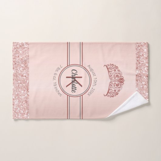 Rose Gold Glitzer Rosa Monogramm Badhandtuch Set (Handtuch)