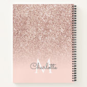 Rose Gold Glitzer Rosa Monogramm Chic Notizblock (Rückseite)