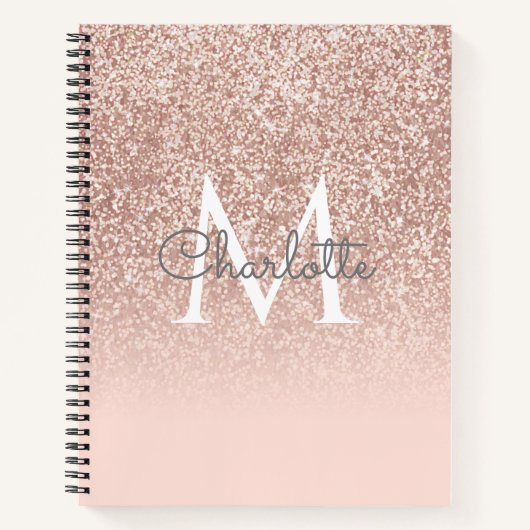 Rose Gold Glitzer Rosa Monogramm Chic Notizblock (Vorderseite)