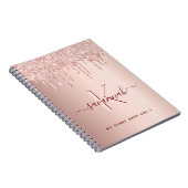 Rose Gold Glitzer Rosa Monogramm Drehbuch Tagebuch (Rechte Seite)