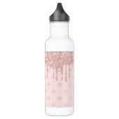 Rose Gold Glitzer Rosa Monogramm Edelstahlflasche (Links)