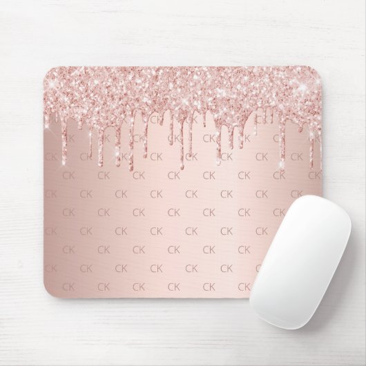 Rose Gold Glitzer rosa Monogramm funkeln luxuriös Mousepad (Mit Mouse)