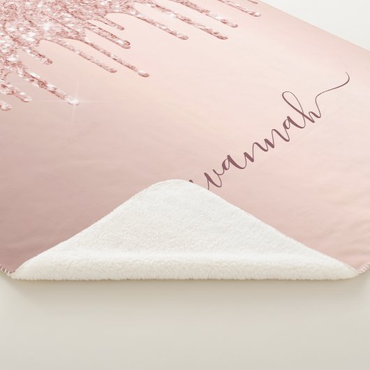 Rose Gold Glitzer Rosa Monogramm Funkeln Sherpadecke (3/4)
