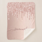 Rose Gold Glitzer Rosa Monogramm Funkeln Sherpadecke (Vorderseite)