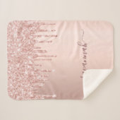 Rose Gold Glitzer Rosa Monogramm Funkeln Sherpadecke (Vorderseite (Horizontal))