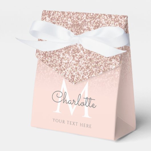 Rose Gold Glitzer Rosa Monogramm Geschenkschachtel (Vorderseite)