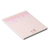 Rose Gold Glitzer Rosa Monogramm Initialen Notizblock (angewinkelt)