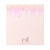Rose Gold Glitzer Rosa Monogramm Initialen Notizblock (Vorderseite)