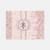 Rose Gold Glitzer Rosa Monogramm Name Fleecedecke (Vorderseite (Horizontal))