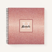 Rose Gold Glitzer rosa Monogramm Notizblock (Vorderseite)