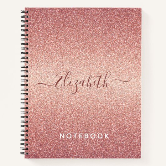 Rose Gold Glitzer Rosa Namensschrift Notizblock (Vorderseite)