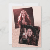 Rose Gold Glitzer Rosa ombre 3 Fotos Abschluss Einladung (Rückseite)