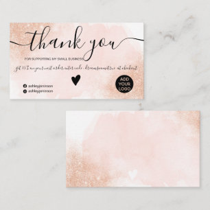 Rose Gold Glitzer rosa Pinselstrich Reihenfolge Vi Visitenkarte