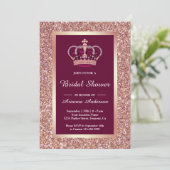 Rose Gold Glitzer Rosa Princess Brautparty Einladung (Stehend Vorderseite)