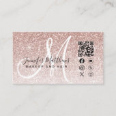 Rose Gold Glitzer Rosa QR Code Makeup Haar Visitenkarte (Vorderseite)