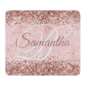 Rose Gold Glitzer Rosa Rosa Marmor Extravagantes M Schneidebrett (Vorderseite)
