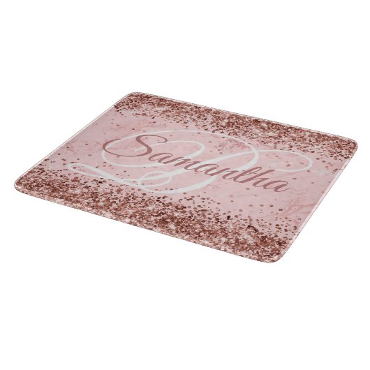 Rose Gold Glitzer Rosa Rosa Marmor Extravagantes M Schneidebrett (Ecke)