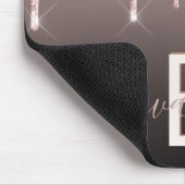 Rose Gold Glitzer Rosa Schwarz Monogramm Name Mousepad (Ecke)