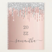 Rose Gold Glitzer Rosa Silber Monogramm 2025 Planer (Vorderseite)