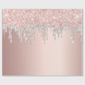 Rose Gold Glitzer Rosa Silberfunkel Weihnachten Geschenkpapier (Flach)
