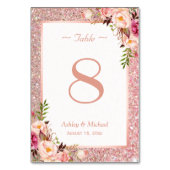 Rose Gold Glitzer Rosa Tischnummer (Rückseite)