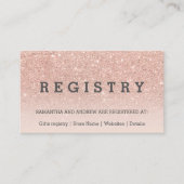 Rose Gold Glitzer Rosa Trauungsregister Begleitkarte (Vorderseite)