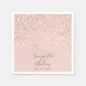 Rose Gold Glitzer Rosa Typografie Hochzeit Serviette (Vorderseite)