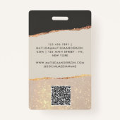 Rose Gold Glitzer rosa und schwarz Girl elegant Ausweis (Rückseite)