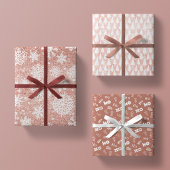 Rose Gold Glitzer Rosa Weiß +Mauve Weihnachtsgesch Geschenkpapier Set