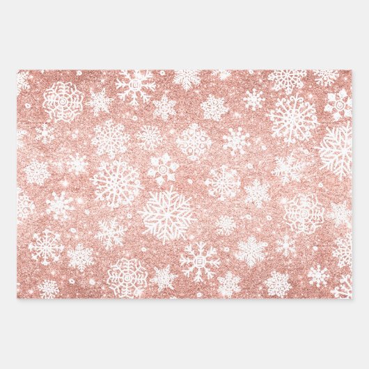 Rose Gold Glitzer Rosa Weiß +Mauve Weihnachtsgesch Geschenkpapier Set (Vorderseite)